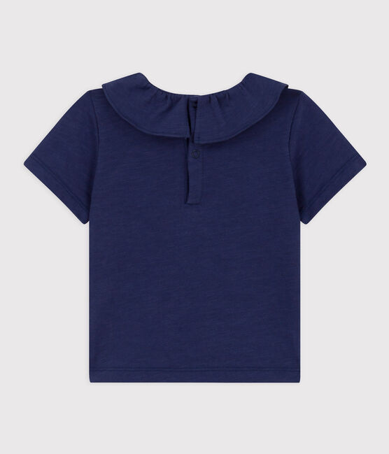 Blusa bebè a maniche corte in jersey fiammato blu CHALOUPE