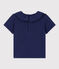 Blusa bebè a maniche corte in jersey fiammato blu CHALOUPE