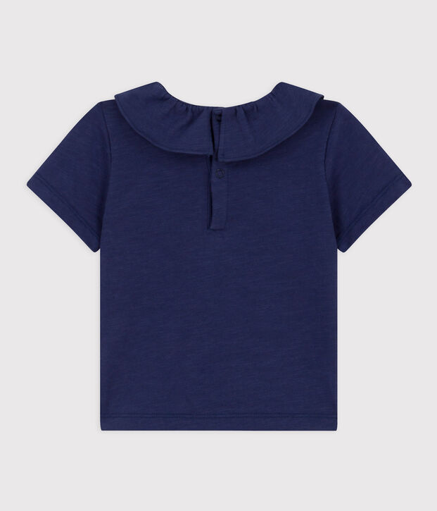 Blusa beb&egrave; a maniche corte in jersey fiammato blu