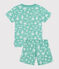 Pigiama corto in cotone con stampa bambino verde ALOEVERA/bianco MARSHMALLOW