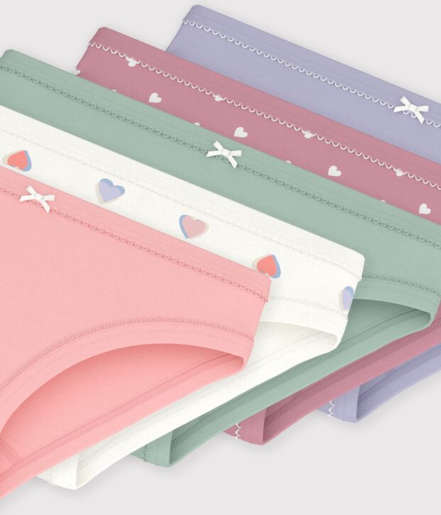 Set di slip in cotone a cuori bambina multicolore