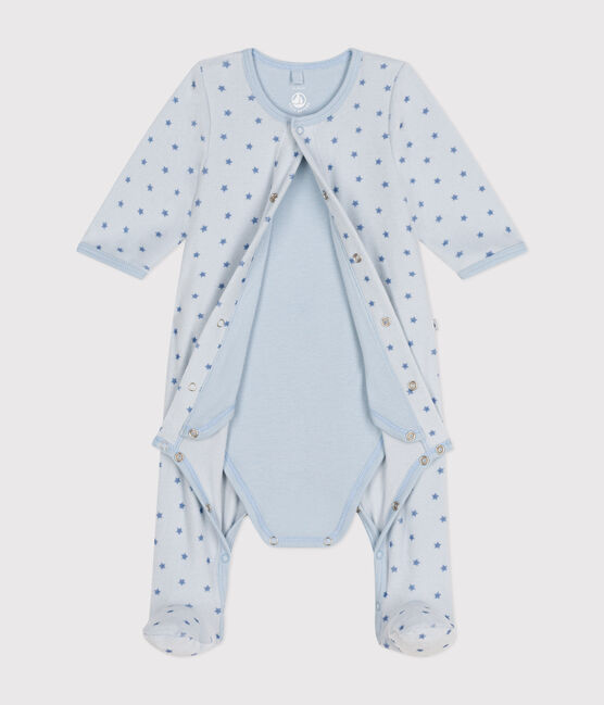 Bodyjama con stampa a stelline in velluto neonato blu GOMME/ BEACH