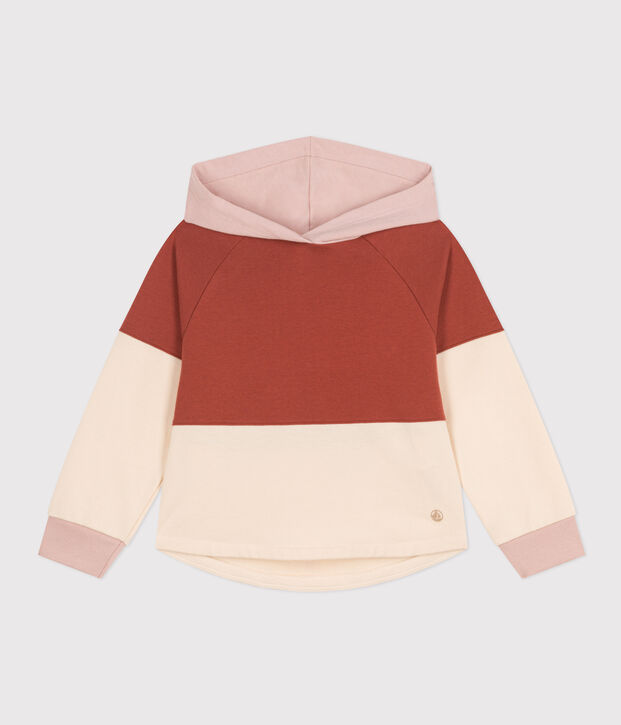 Felpa con cappuccio in molleton bambina marrone/multicolore