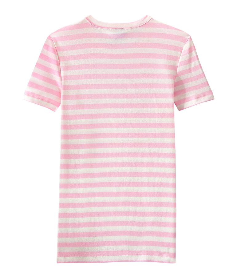 T-shirt donna in costina originale 1x1 rigata rosa BABYLONE/bianco MARSHMALLOW