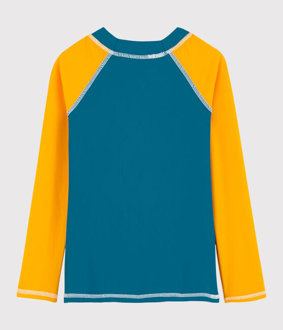 T-shirt anti-uv riciclata bambino blu MYKONOS/giallo TEHONI