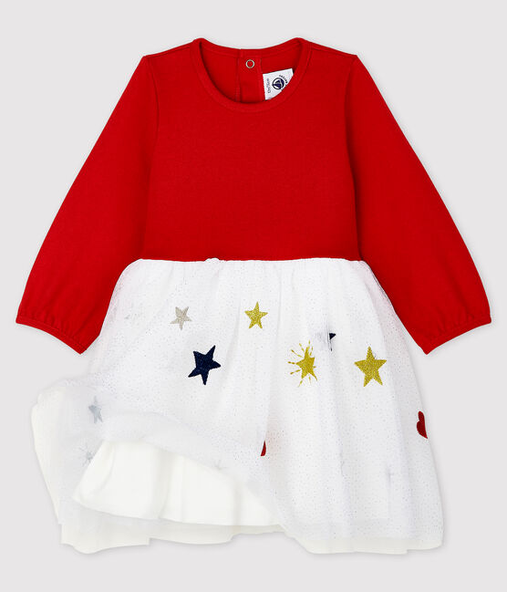 Abito a maniche lunghe da neonata rosso TERKUIT/bianco MULTICO