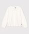 T-shirt bambina a maniche lunghe in cotone bianco MARSHMALLOW