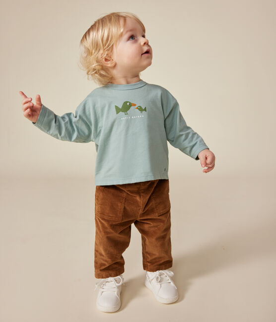 T-shirt a maniche lunghe in jersey sottile neonato verde PAUL