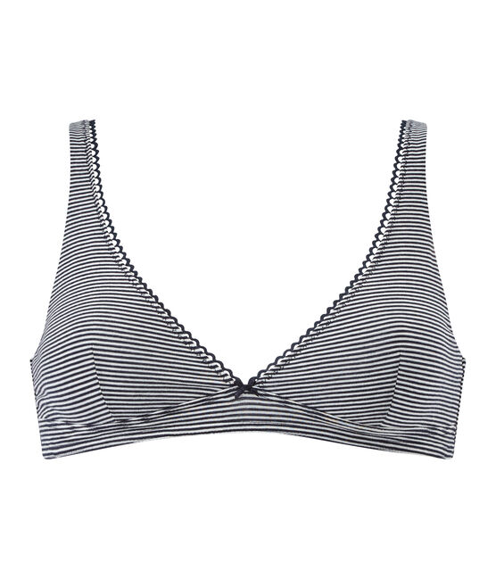 reggiseno in jersey lycra seconda pelle blu ABYSSE/bianco LAIT