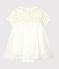 Abito body bebè femmina in cotone e lino bianco MARSHMALLOW/giallo OR