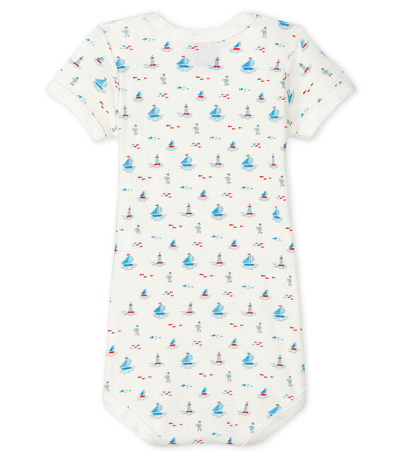Body unitario a maniche corte stampa navy neonato bianco MARSHMALLOW/bianco MULTICO