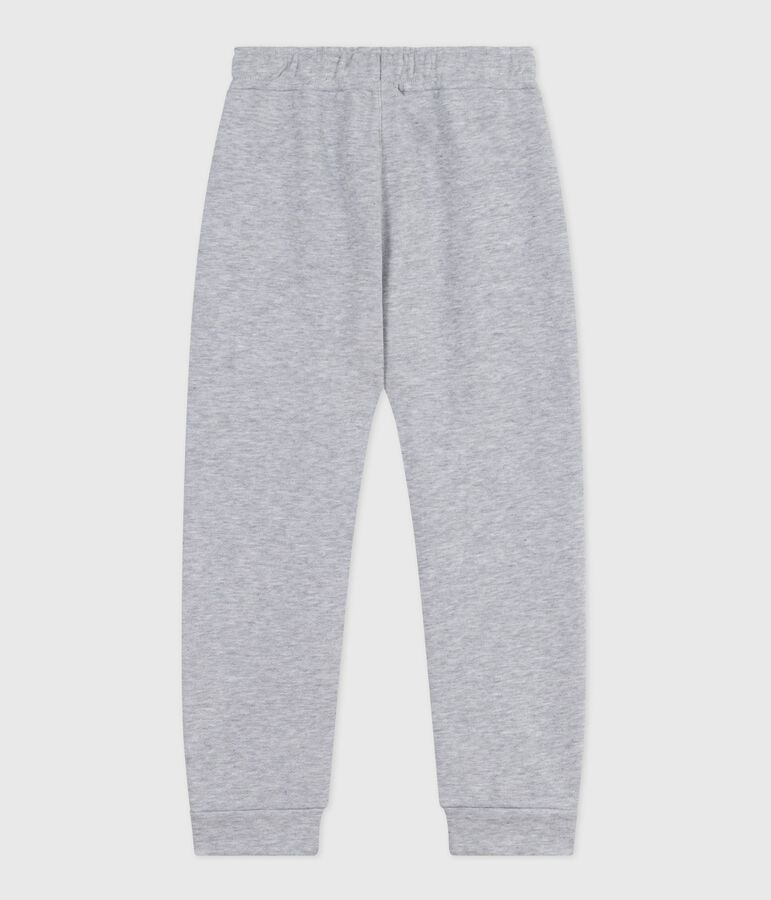 Joggers in cotone tinta unita bambina grigio