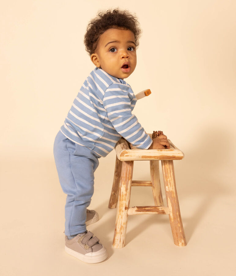 Pantaloni in tessuto felpato per beb&egrave; blu AZUL