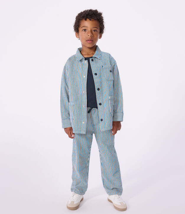 Giacca in cotone a righe bambino blu/bianco