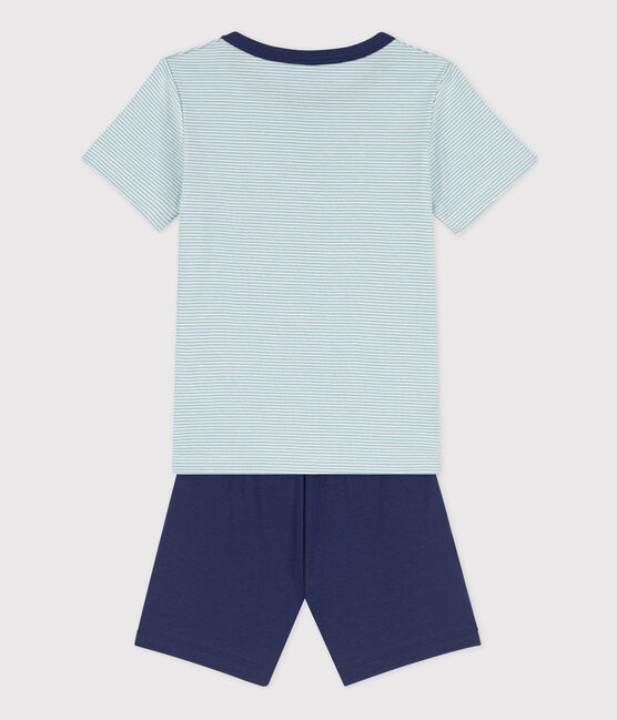 Pigiama corto esploratore in cotone bambino blu CHALOUPE/bianco MULTICO