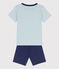 Pigiama corto esploratore in cotone bambino blu CHALOUPE/bianco MULTICO