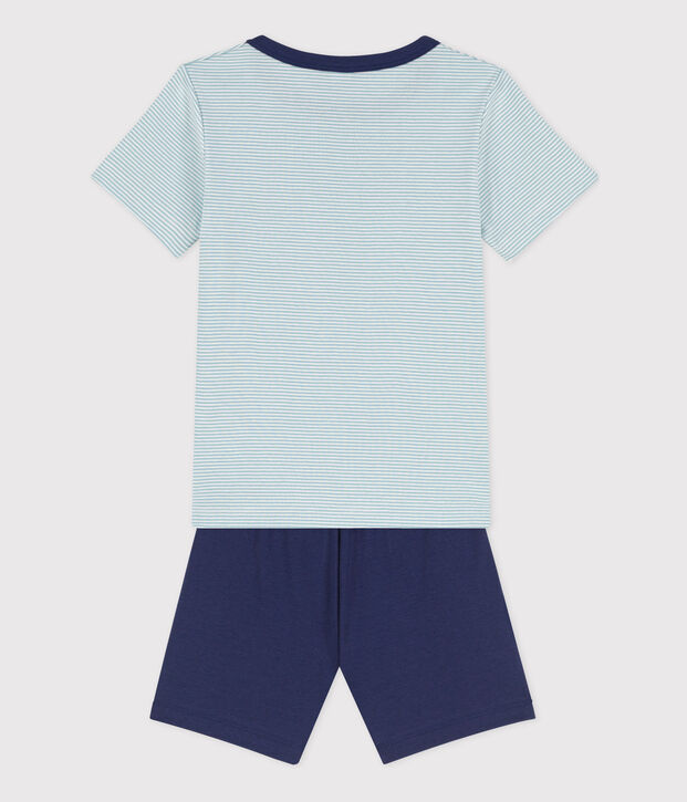 Pigiama corto esploratore in cotone bambino blu/multicolore