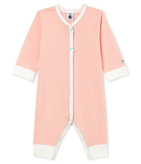 Tutina pigiama bambina a costine rosa ROSAKO/bianco MARSHMALLOW