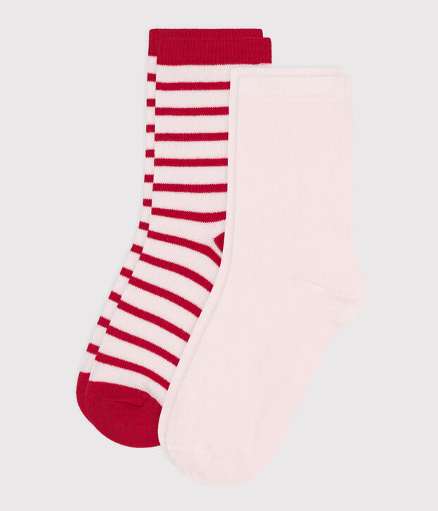 2 paia di calzini in cotone a righe bambina multicolore