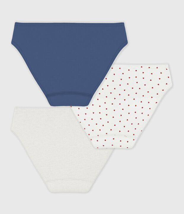 Set di slip in misto cotone ed elastan con stampa a cuori bambina multicolore