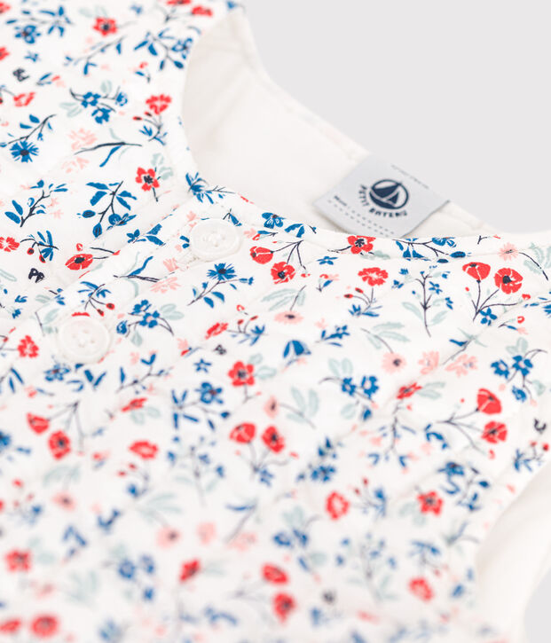 Giacca senza maniche neonato in popeline con stampa a fiori bianco/multicolore