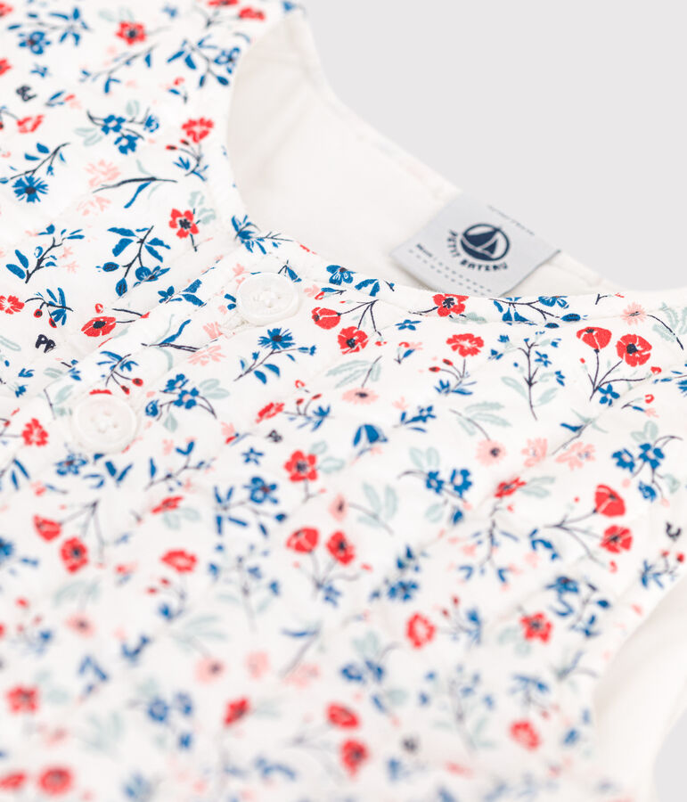 Giacca senza maniche neonato in popeline con stampa a fiori bianco/multicolore