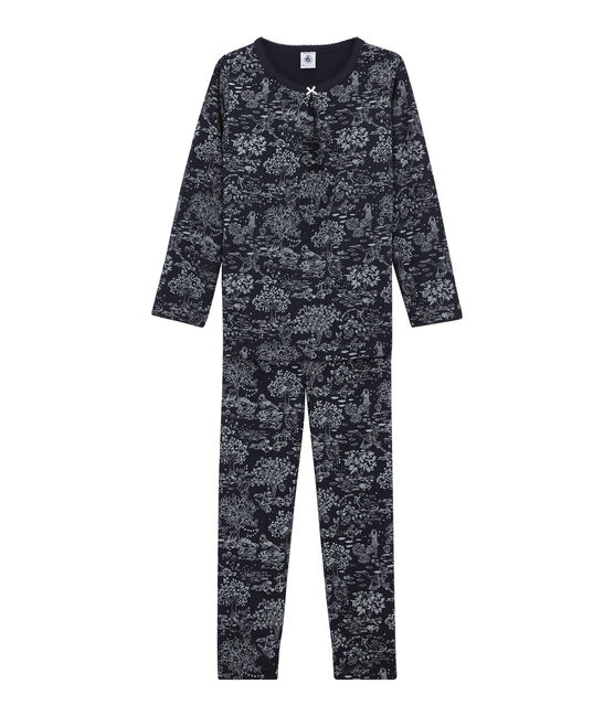 Pigiama per bambina blu SMOKING/bianco ECUME