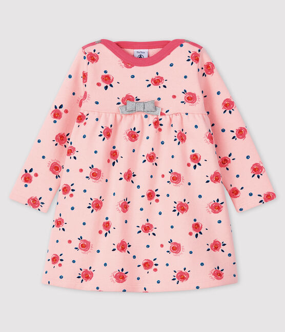 Abito a maniche lunghe da bebè femmina rosa MINOIS/bianco MULTICO