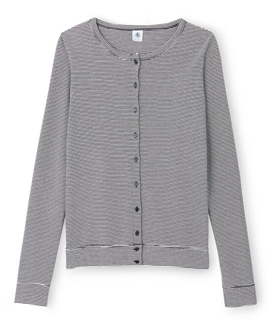 Cardigan iconico donna blu SMOKING/bianco LAIT