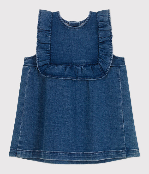 Abito senza maniche in denim neonata blu