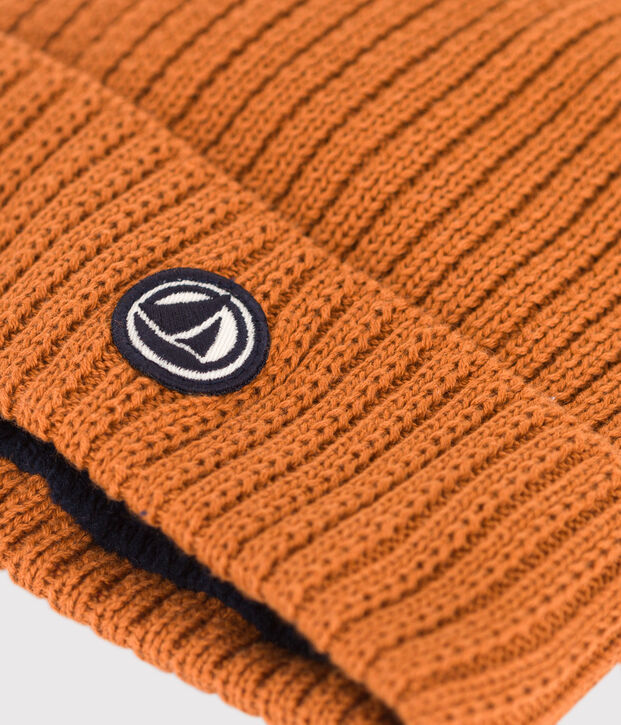 Cappello in maglia con fodera in pile bambino unisex marrone