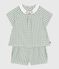 Set neonato due pezzi in cotone composto da blusa e shorts a quadretti vichy. blu PAUL/bianco MARSHMALLOW