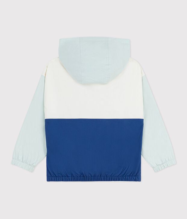Giacca a vento bambino con cappuccio a scomparsa ecru/multicolore