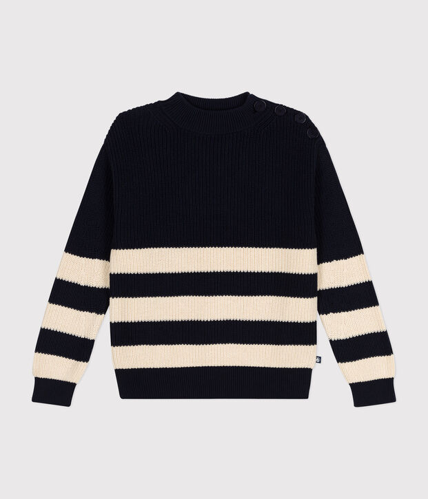 Maglione in cotone donna blu/ecru