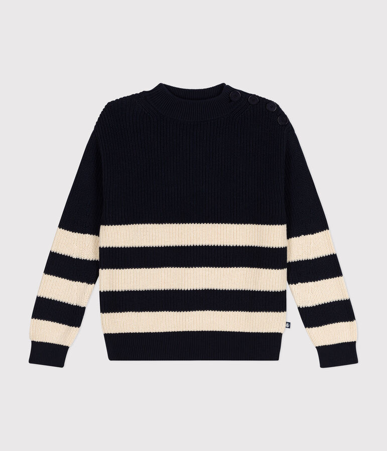 Maglione in cotone donna blu/ecru