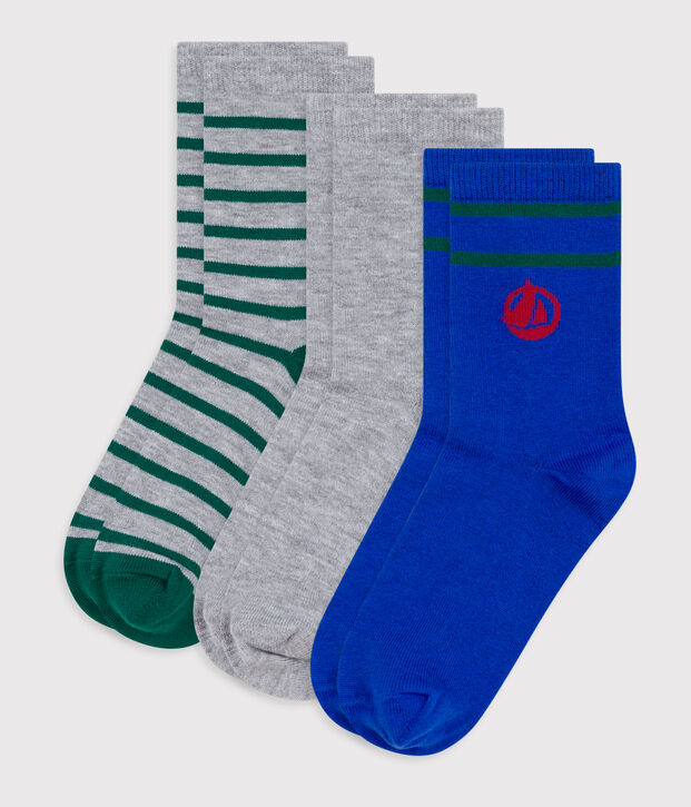 3 paia di calzini in cotone a righe con logo bambino multicolore