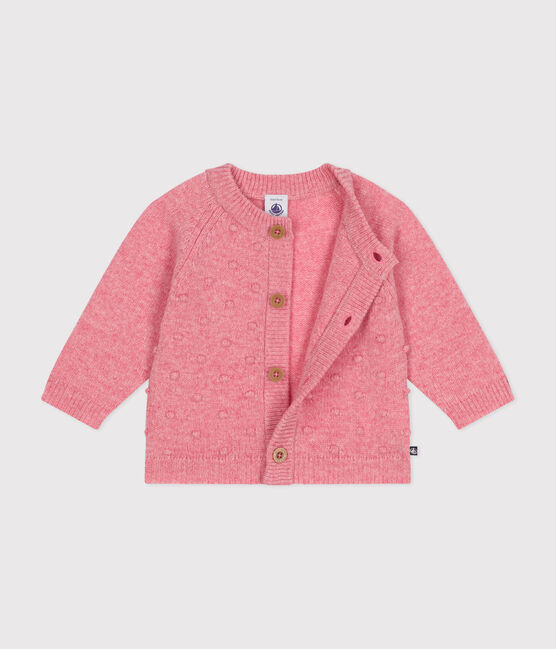 Cardigan in maglia con lana neonato rosa ROSELINE CHINE