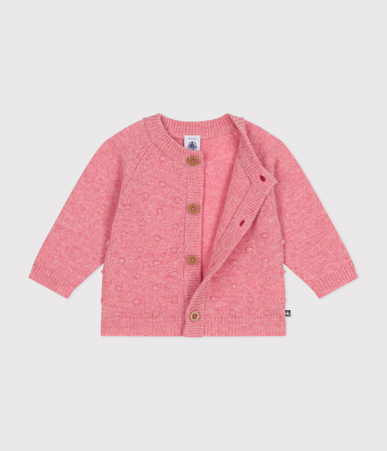 Cardigan in maglia con lana neonato rosa ROSELINE CHINE