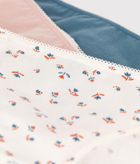 Confezione da 3 slip fiore da bambina in cotone ed elastan variante 1