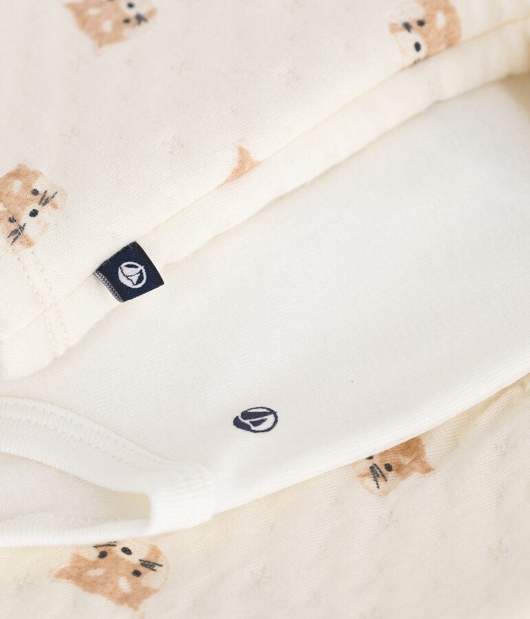 Set 3 pezzi in cotone con panda rossi stampati neonato ecru/multicolore