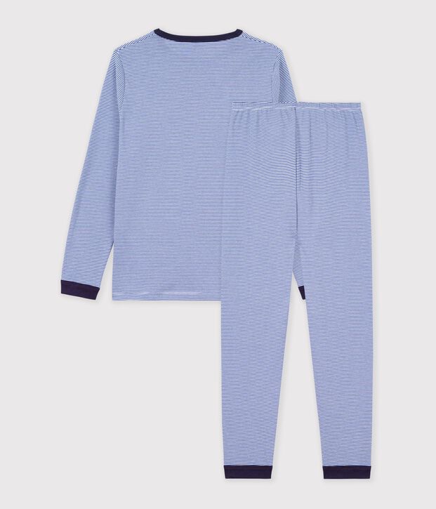 Pigiama in cotone a righe bambino blu/bianco