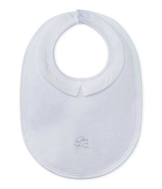 Bavaglino beb&eacute; unisex in cotone bianco