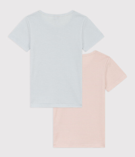 Confezione da 2 t-shirt a maniche corte millerighe in cotone bambina variante 1