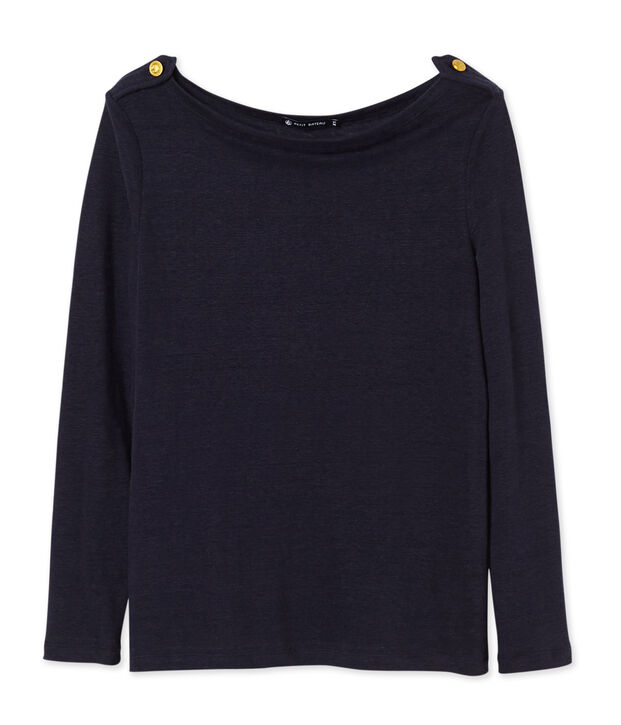 T-shirt donna in lino blu