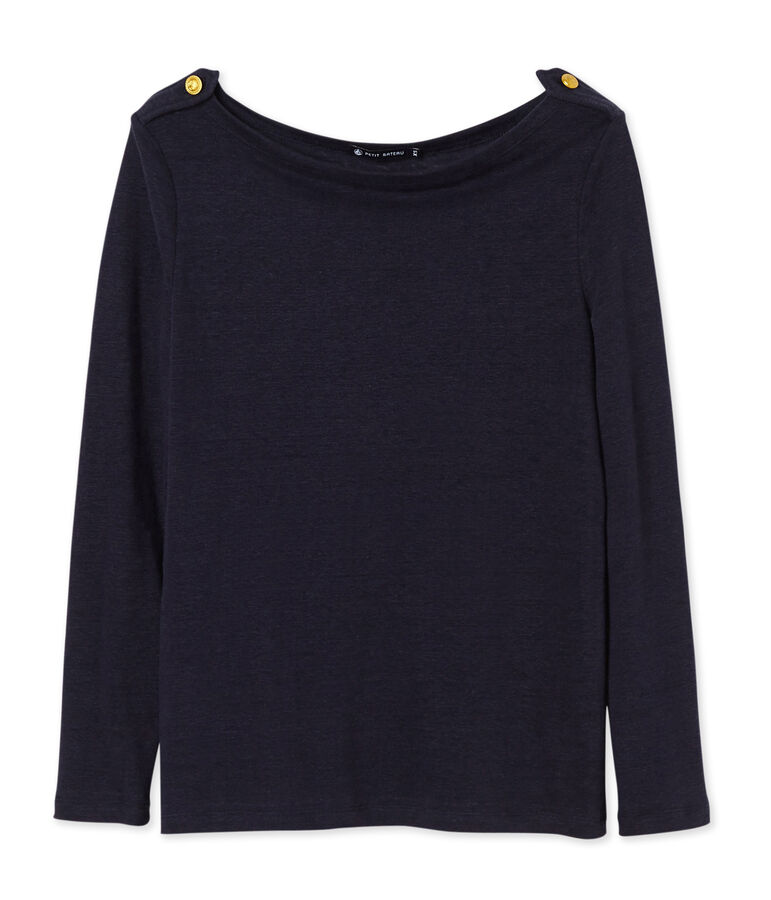 T-shirt donna in lino blu SMOKING