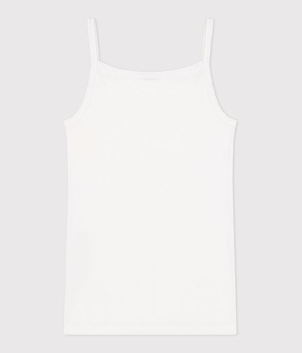 Chemise &agrave; bretelles en coton femme bianco