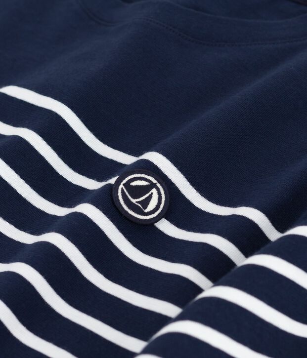 Abito lungo da donna in cotone a righe blu/bianco