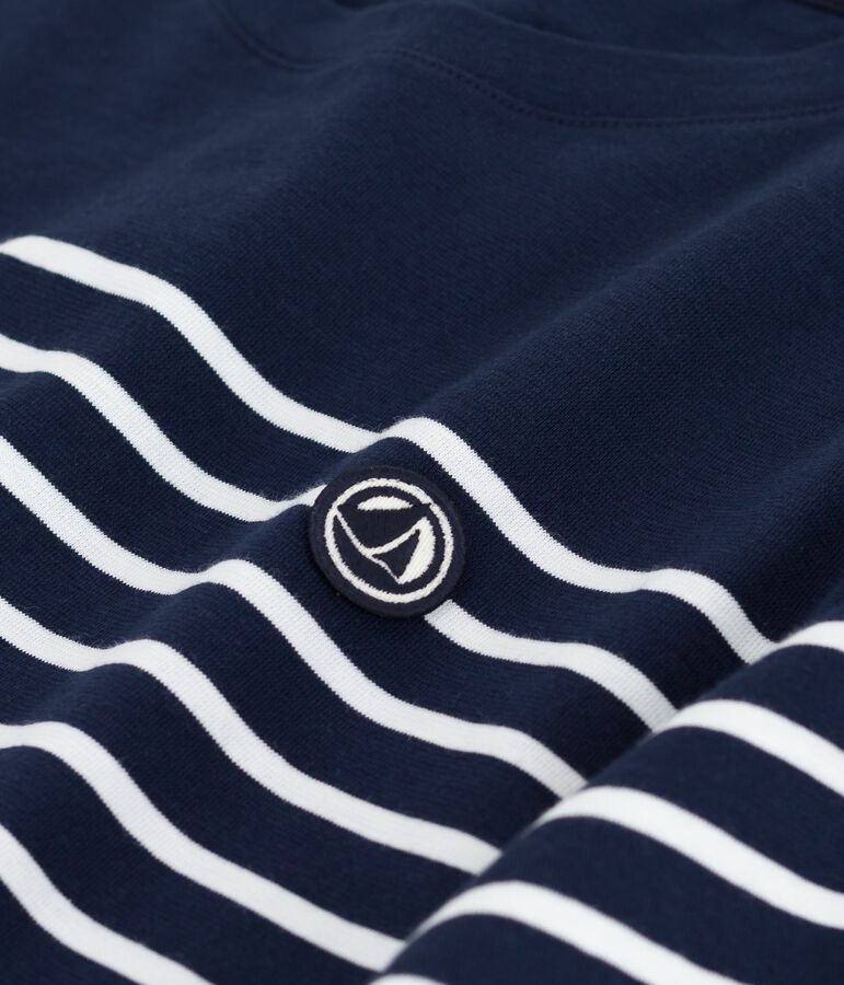 Abito lungo da donna in cotone a righe blu SMOKING/bianco MARSHMALLOW