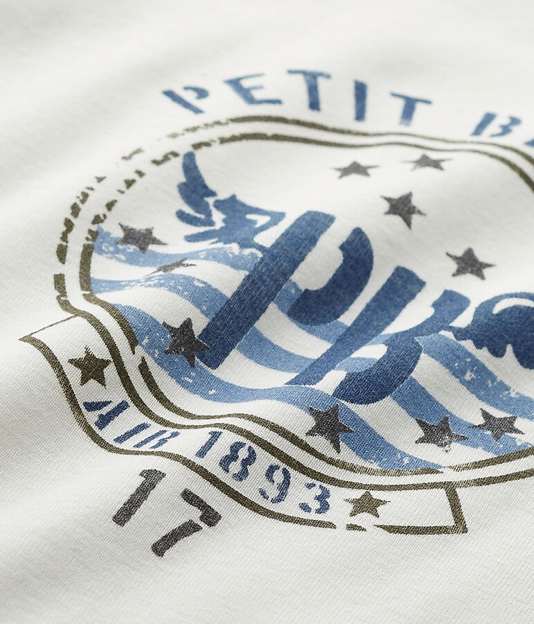 T-shirt a maniche lunghe per bambino con serigrafia bianco