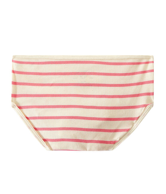 Culotte alta a costine 2x2 beige COQUILLE/rosa PETAL